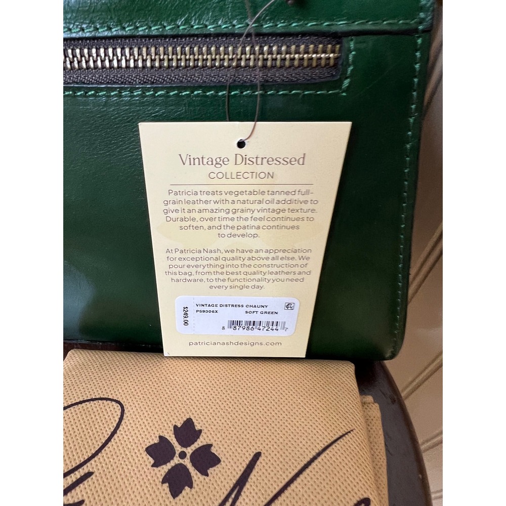 Patricia Nash Chauny Satchel Vintage Distressed Leather Soft Green Bag NWT - Picture 4 of 11